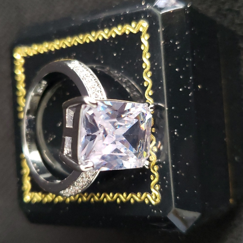 Luxury 925 Sterling Silver Mega White Sapphire Ring - Picture 6 of 7